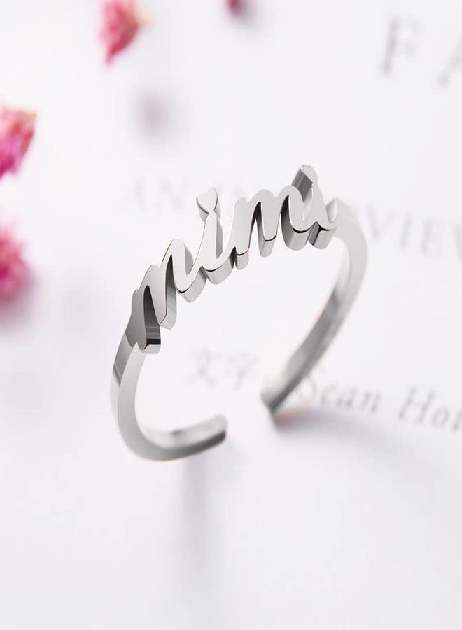 CHENVA Grandmother Gift Mimi Ring Nana Ring Dainty Ring Jewelry for Grandmother (Mimi Ring silver) - Image 2